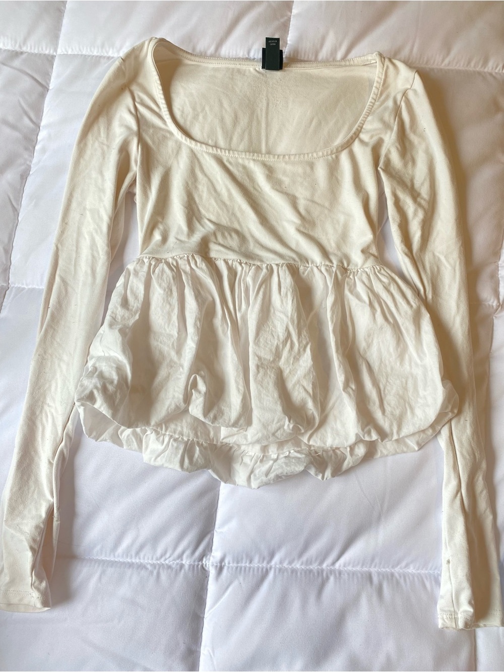 wild fable Cream Long Sleeve Peplum Top